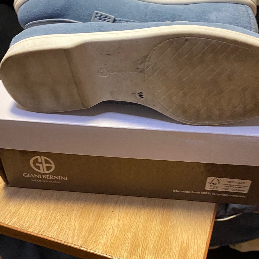Giorgio Brutini Sky Blue Suede Slip-Ons - Picture 9 of 11